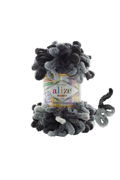 Alize 5 Pieces 6532 Puffy Colored - Hand Knitted Baby Slippers and Blanket Cardigan