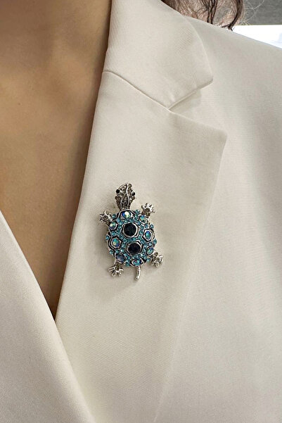 Modex Taşlı Kaplumbağa Broş (Ölçü:4cm)