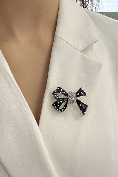 Modex Puantiyeli Taşlı Fiyonk Broş (Ölçü:5cm)