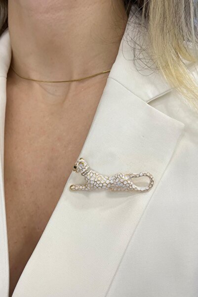 Modex Mineli Taşlı Leopar Broş (Ölçü:5 cm)