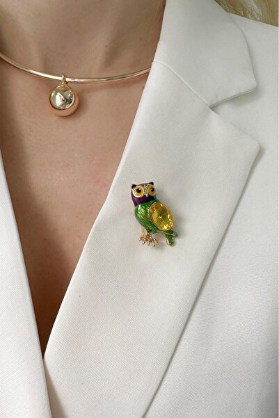 Modex Taşlı Baykuş Broş (en:2 Cm Boy:4 Cm)