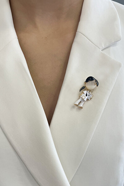 Modex Siyah Saçlı Mineli Hemşire Broş (Ölçü:4 cm)