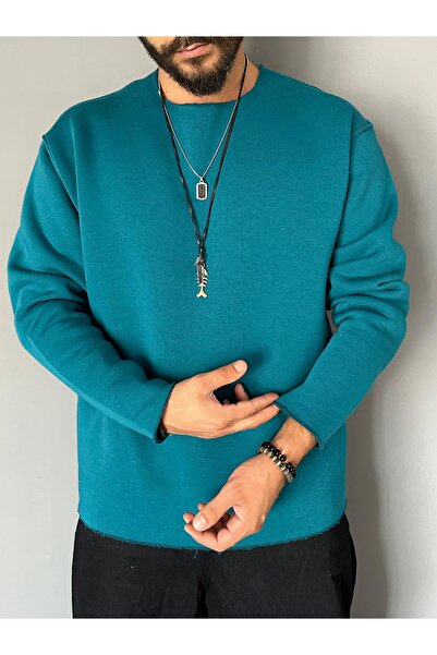 THEMANN Pis Yaka Petrol Basic Oversize Sweatshirt