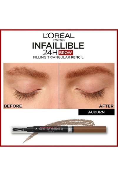 L'Oreal Paris , Infaillible Brows, 24H Filling Triangular Pencil, 5.23 Auburn