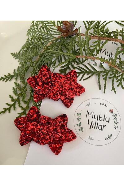 Mercan 2’li Glitter Iki Yıldızlı Yeni Yıl Klips Toka