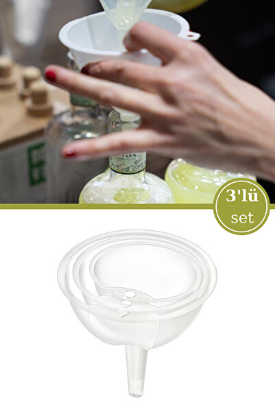 Evren 3 Boy Şeffaf Huni, Pratik Yağ Sirkelik Şişe Hunisi 3’lü Set