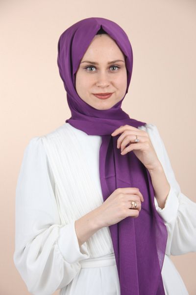 Sima Ανοιχτό μωβ-38 Sima Janjanlı σιφόν σάλι