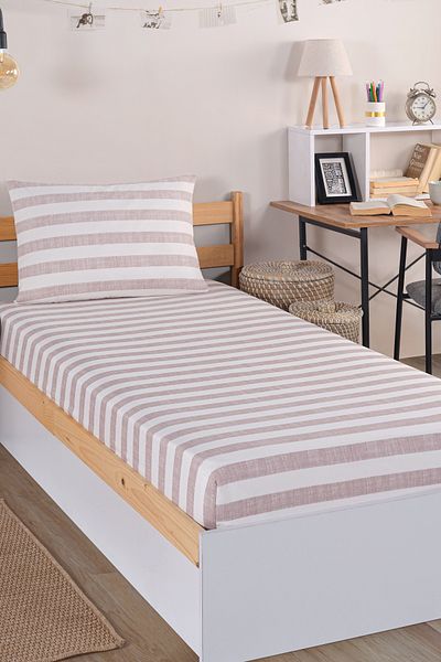 Eponj Home Pes Fitted Sheet Set Single Heart Dried Rose Combination