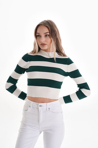 TEXTILE STATION Women's Crop Sweater Blouse Knitwear Sweatshirt Mini Hours Long Sleeve Cardigan