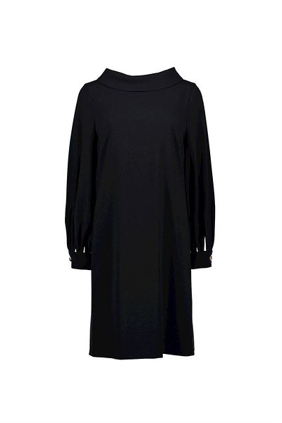 Escada V-Neck Cuff Sleeve Mid-Length Black Dress