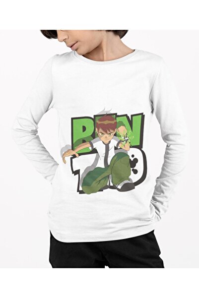 Kostüm Sarayı Benten Baskılı Uzun Kol Tişört | Ben 10 Baskılı Uzun Kol T-shirt