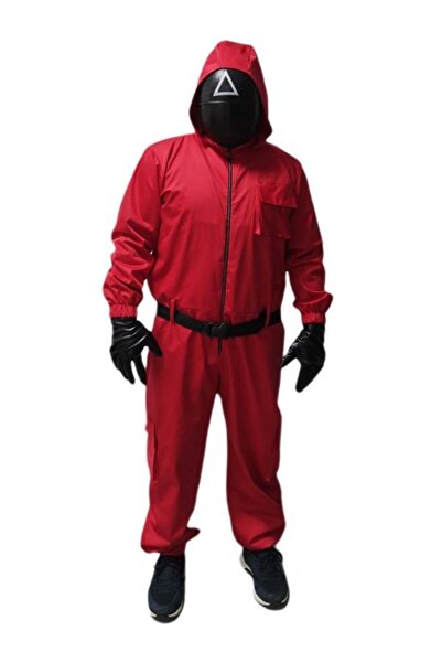 Kostüm Sarayı Üçgen Squid Game Kostümü Yetişkin | Kalamar Oyunu Kostümü