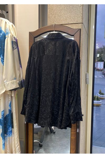 PERA MODA Cămașă lungă și elegantă pentru femei, jacquard, fără aspect