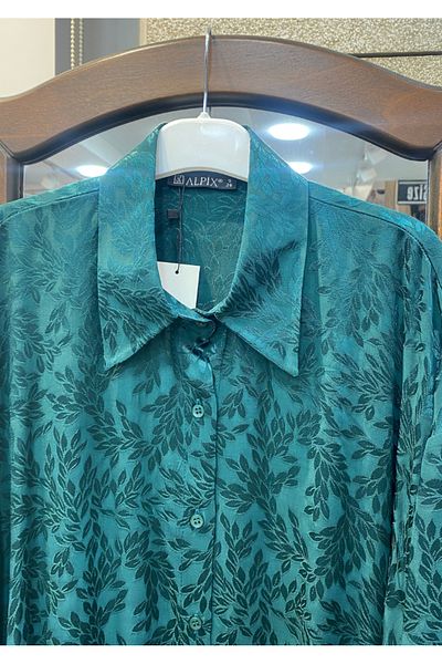 PERA MODA Cămașă lungă și elegantă pentru femei, jacquard, fără aspect