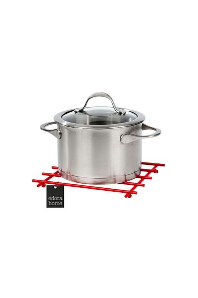 Edora Home Red New Year's Trivet - Flat Bar, Fireproof, Metal Stainless, Counter Top Coaster