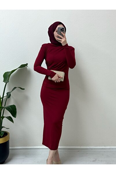 Modamorfo Gathered Side Long Skuba Dress