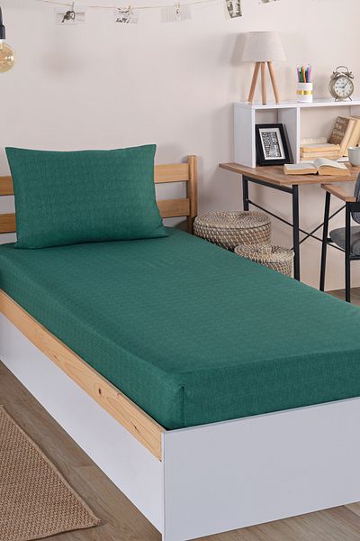 Eponj Home Pes Fitted Sheet Set Single Monstera Green Combination