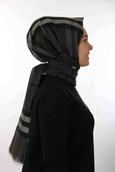 Sima Black-Smoked Burberry Plaid Shawl