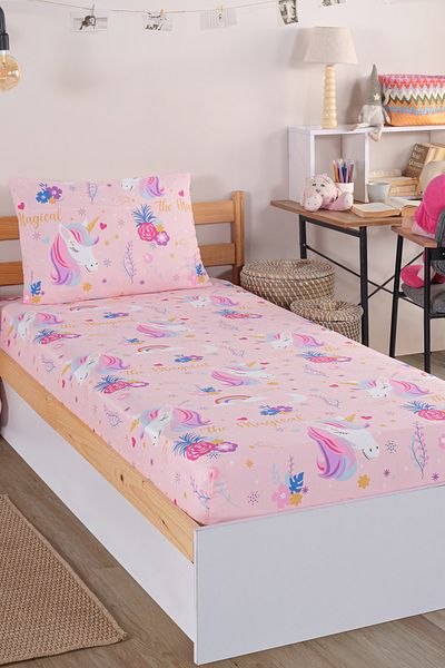 Eponj Home Σετ σεντόνια Magical Pink Single Pes Fitted