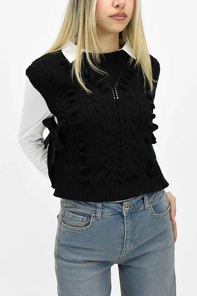 birizmoda Side Tie Knitted Knitwear Sweater - Black