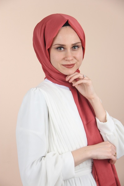 Sima Dark Coral-252 Şal Şifon cu Sima Janjan