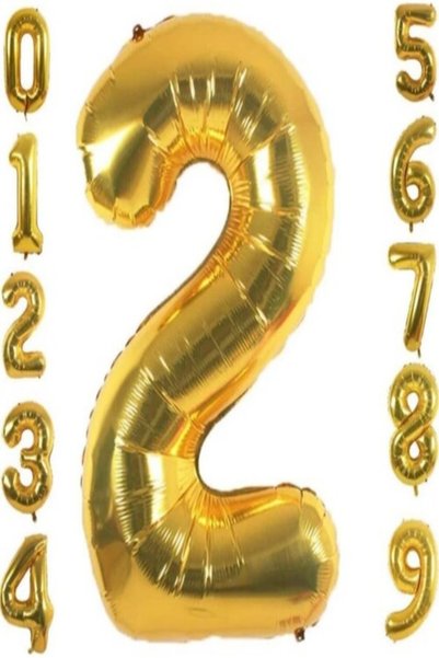 Kostüm Sarayı 2 Year Birthday Party Celebration Number Foil Balloon Gold Color 36 Cm 16 Inch