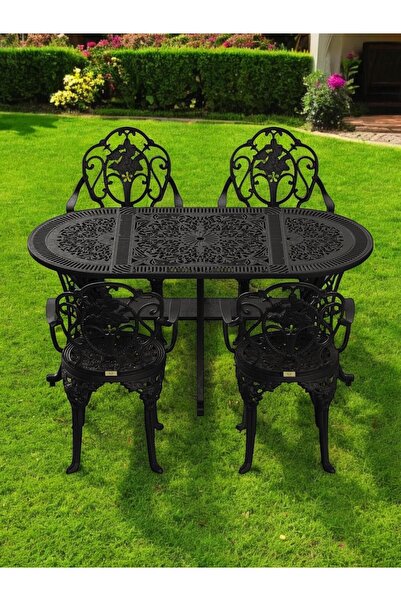 Sweet Home Masa Sandalye Ferforje görünümlü Plastik Oval Isparta Masa Sandaly...