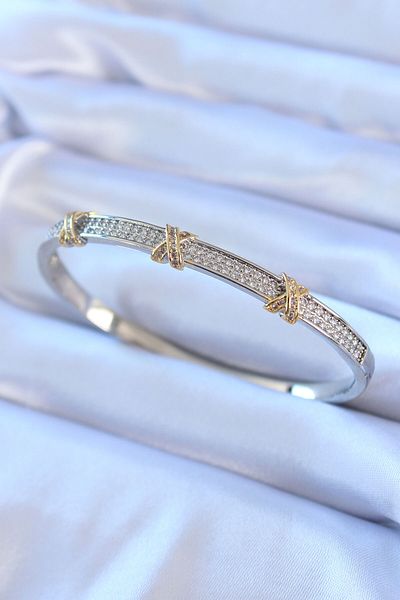 Skygo Silver Color Zircon Stone Xoxo Brass Women's Handcuffs - TJ-BB5418