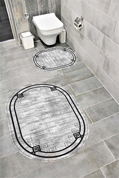 Home Water Resistant Digital Printed Bath Mat Set with Non-Slip Base