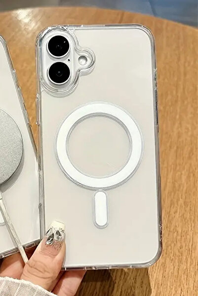 shoptocase iPhone 16 Uyumlu Kablosuz Şarj Destekli MagSafe Şeffaf Telefon Kılıfı