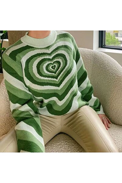 Karakedi Вінтажний светр з напівзакритим коміром і серцевим візерунком
