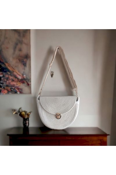HandmadeSNM Geantă de umăr 100% lucrată manual, geantă de umăr, geantă Half Moon