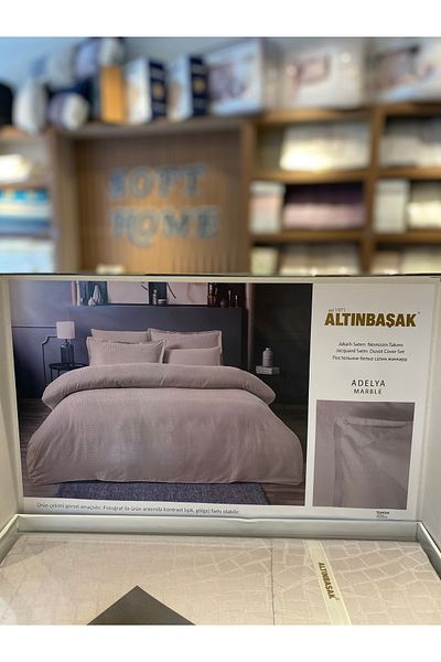 Altınbaşak 100% Cotton Jacquard Satin Adelya Marble Double Duvet Cover Set