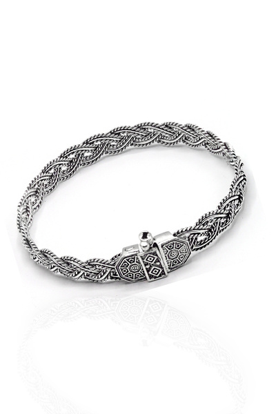 Midyat Nurtaş Gümüş Yöresel Örgü Model 925 Ayar Saf Gümüş Kadın Hasır Bilezik...