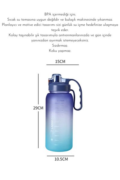 fitmart '' Superior 2'' 2 Liter Motivated High Capacity Tritan Water Bottle Sports Flask - Bpa Free