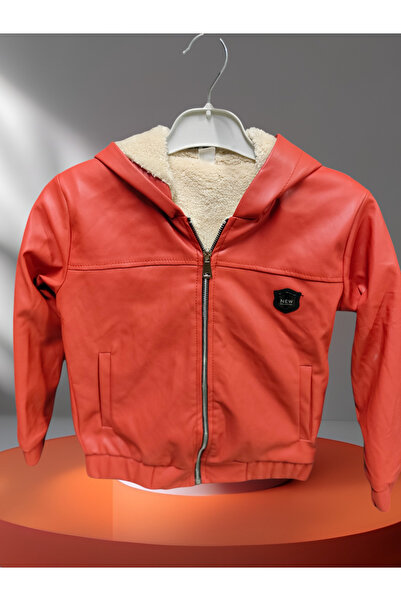 zeykid Erkek çocukları için içi kürklü kapüşonlu suni deri ceket