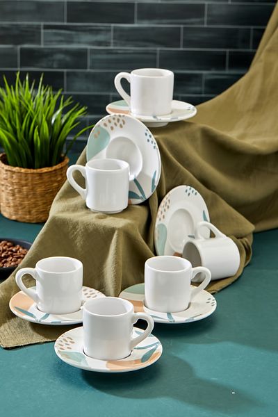 Babion Plump Soft Lux Ceramic Coffee Cup Set, Green Coffee Cup