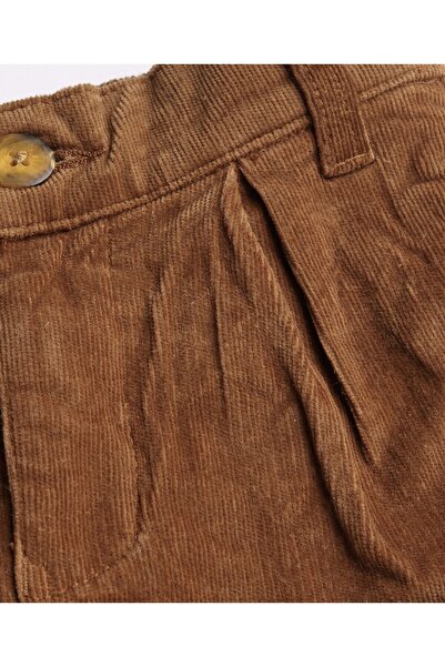 Pine kids Velvet Woven Full Length Trousers With Solid Color - Brown