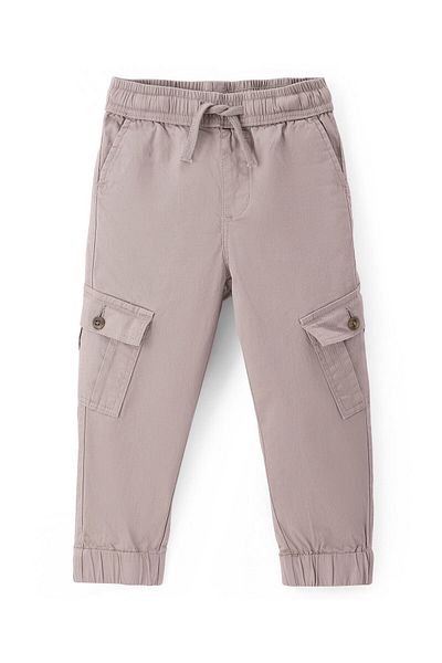 Pine kids Full Length Stretchable  Trouser with Cargo Pockets Solid Colour - Beige