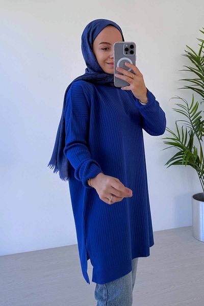 Ka Hijab Anje Hijab Knitwear Tunic - Saks Blue