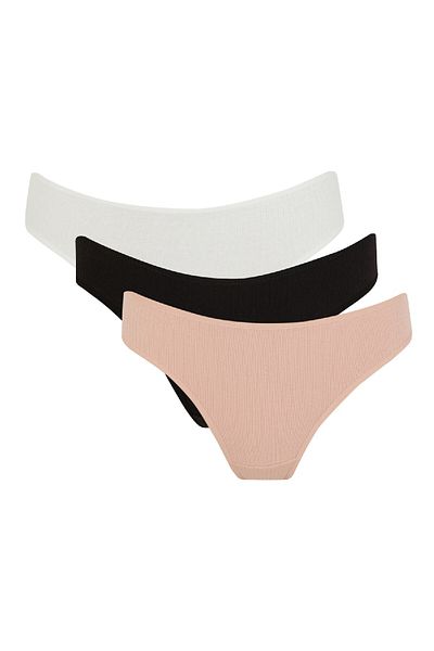 DeFacto Fall In Love Rib 3er-Pack Basic brasilianisches Slip-Höschen A3474ax24au