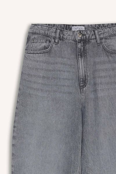 DeFacto Baggy Fit High Waist Straight Leg Long Jeans Washed Pants D5415Ax24Wn