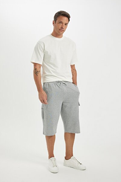 DeFacto Slim Fit Dar Kesim Kargo Cepli Basic Düz Kapri Şort T4693az24sm