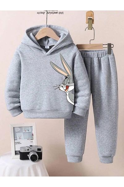 BENROMA Unisex Kids Tracksuit Set - Rabbit Printed, Oversize Fit