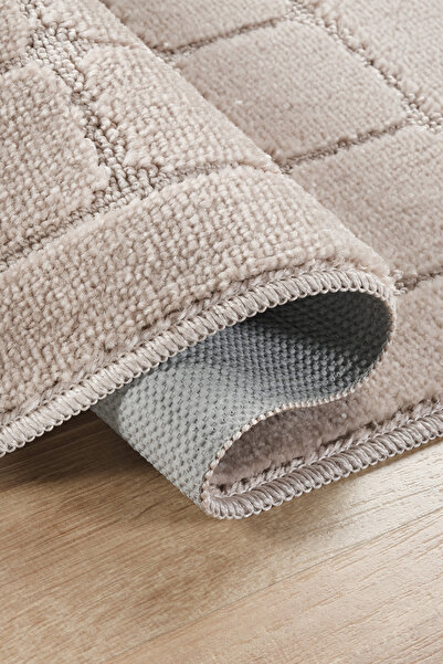 KONFOR Non-Slip Bathroom Mat Set – Durable, Soft-Textured, Water Absorbent, Washable Checkered Patt