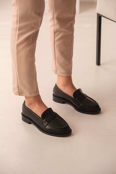 DİVOLYA Runa Black Leather Thin Sole (3CM) Loafer Women's Shoes