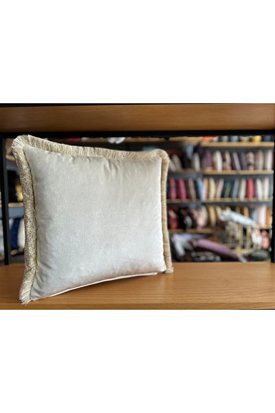 Fabricland Εισαγόμενο Μεταξωτό Βελούδινο ΚΡΕΜ Χρώμα ΦΟΥΝΤΑ ΜΑΞΙΛΑΡΟΥ 43x43cm