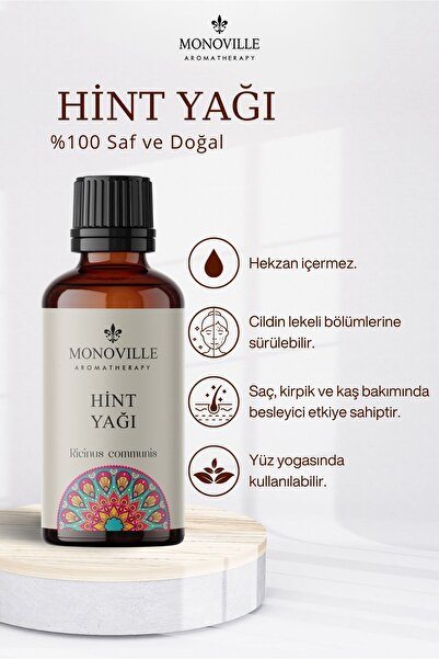 Monoville Hint Yağı ( Yoğun Kıvamlı Yağ ) 30 ml Soğuk Sıkım %100 Saf Ve Doğal (Castor Oil)