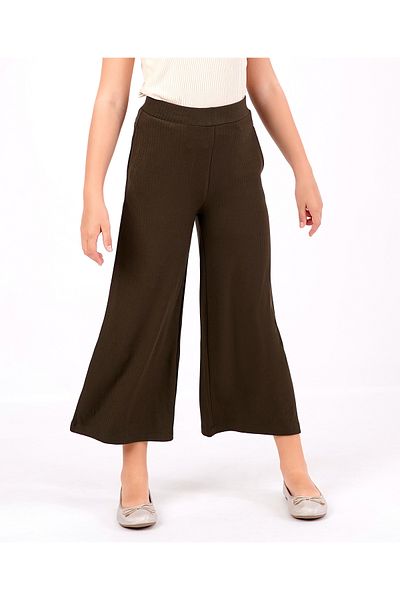 Primo Gino - Solid Ribbed Stretch Trousers - Olive Green