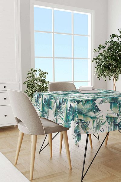 Cango Home Green Tropical Leaf Patterned Tablecloth Cgh002-ms